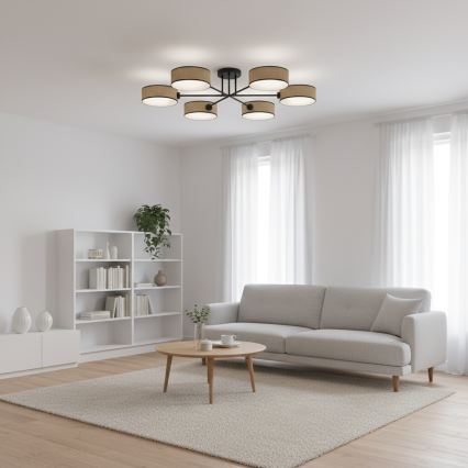 Επιφανειακό φωτιστικό οροφής MAGA 6xE14/10W/230V μπεζ