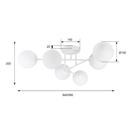 Επιφανειακό φωτιστικό οροφής MALENA 6xE14/5W/230V λευκό
