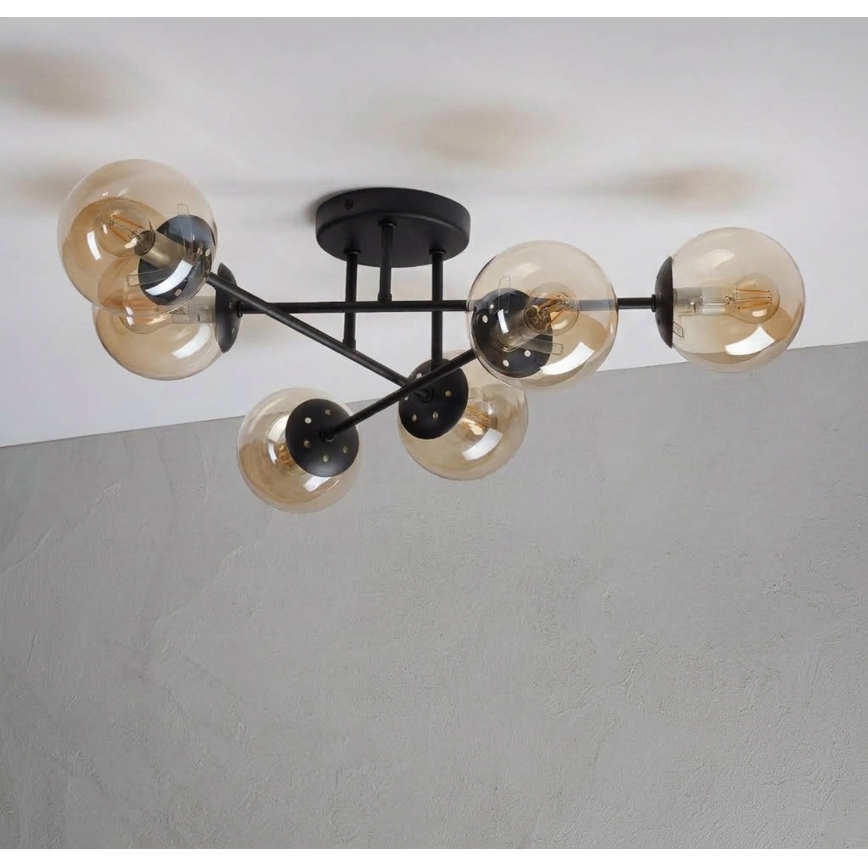 Επιφανειακό φωτιστικό οροφής MALENA 6xE14/5W/230V καφέ/καπνιστό μπεζ