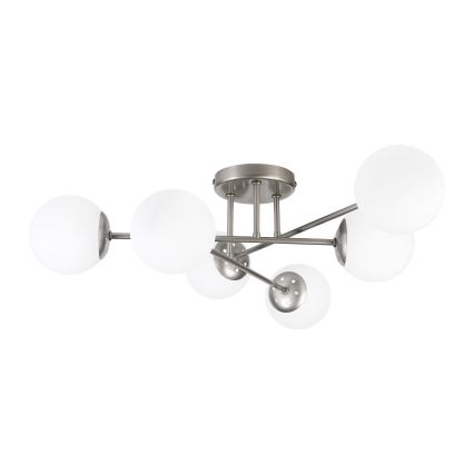 Επιφανειακό φωτιστικό οροφής MALENA 6xE14/5W/230V ματ χρώμιο/λευκό