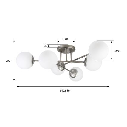 Επιφανειακό φωτιστικό οροφής MALENA 6xE14/5W/230V ματ χρώμιο/λευκό