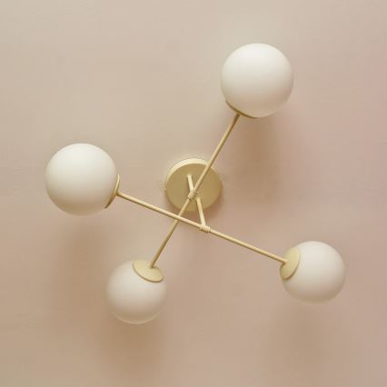 Επιφανειακό φωτιστικό οροφής MOON 4xE27/15W/230V σε κρεμ απόχρωση