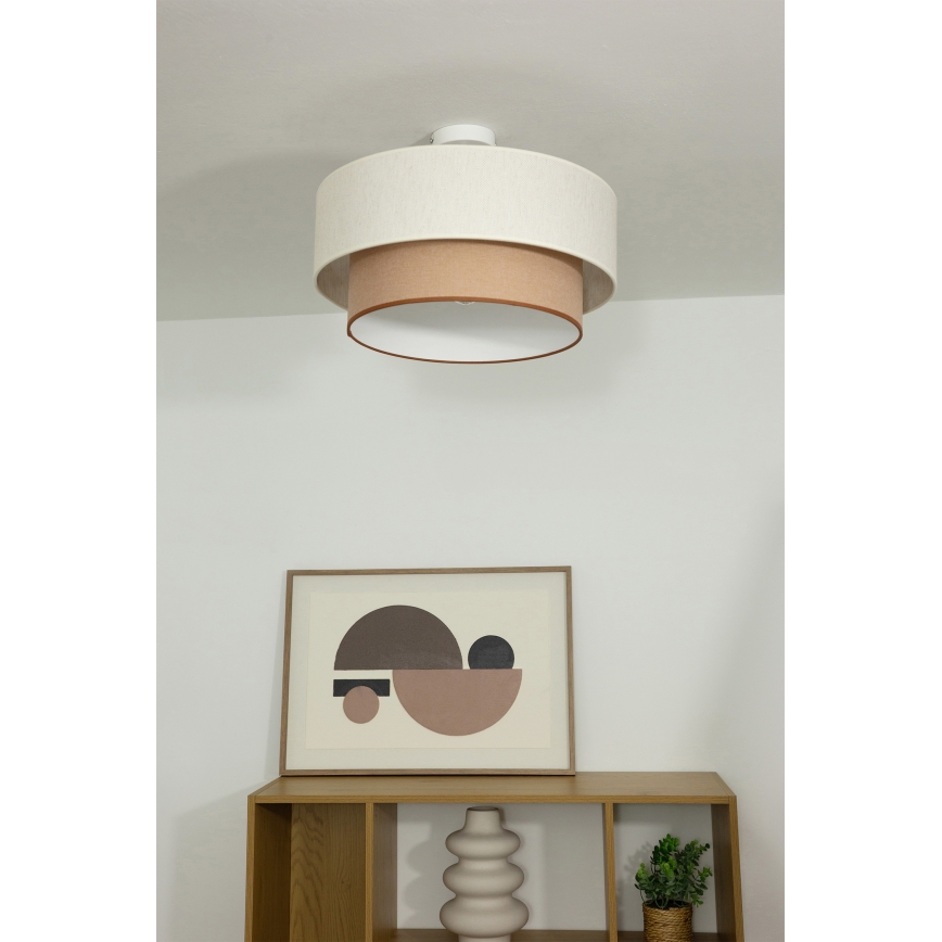 Επιφανειακό φωτιστικό οροφής NATIA 1xE27/60W/230V λευκό/καφέ