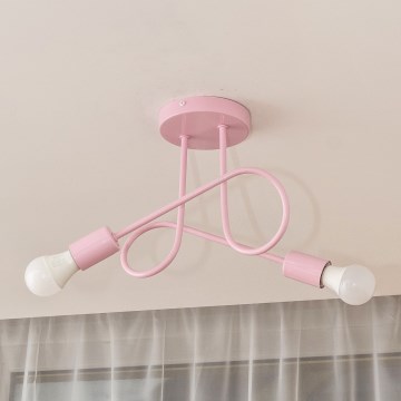 Επιφανειακό φωτιστικό οροφής OXFORD 2xE27/15W/230V ροζ