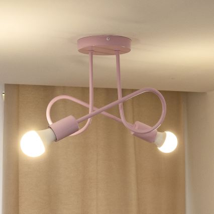 Επιφανειακό φωτιστικό οροφής OXFORD 2xE27/15W/230V ροζ