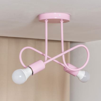 Επιφανειακό φωτιστικό οροφής OXFORD 2xE27/15W/230V ροζ