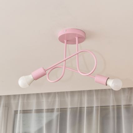 Επιφανειακό φωτιστικό οροφής OXFORD 2xE27/15W/230V ροζ