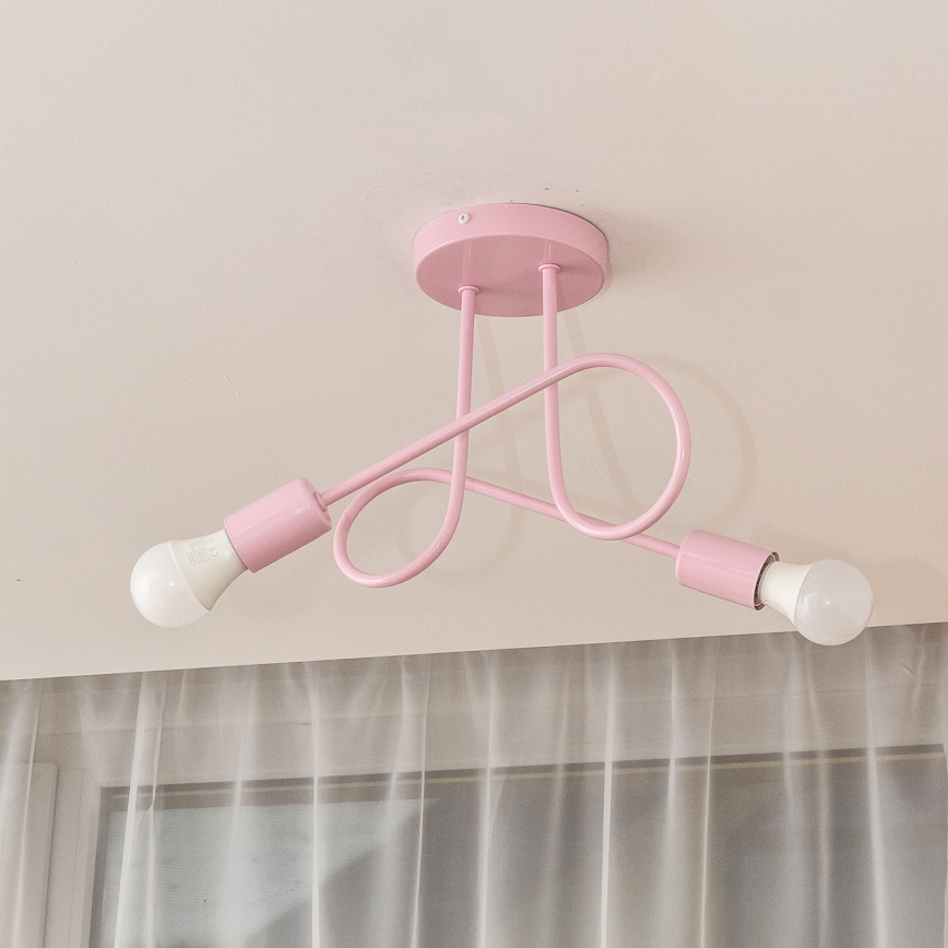 Επιφανειακό φωτιστικό οροφής OXFORD 2xE27/15W/230V ροζ