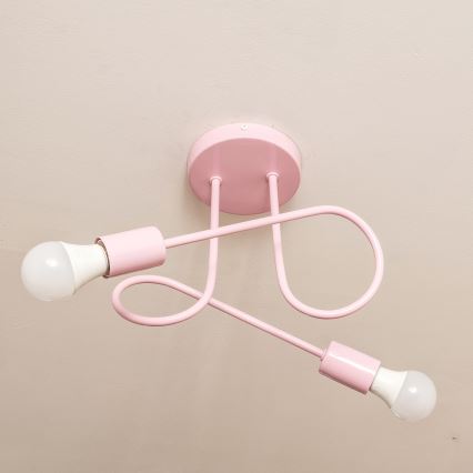 Επιφανειακό φωτιστικό οροφής OXFORD 2xE27/15W/230V ροζ