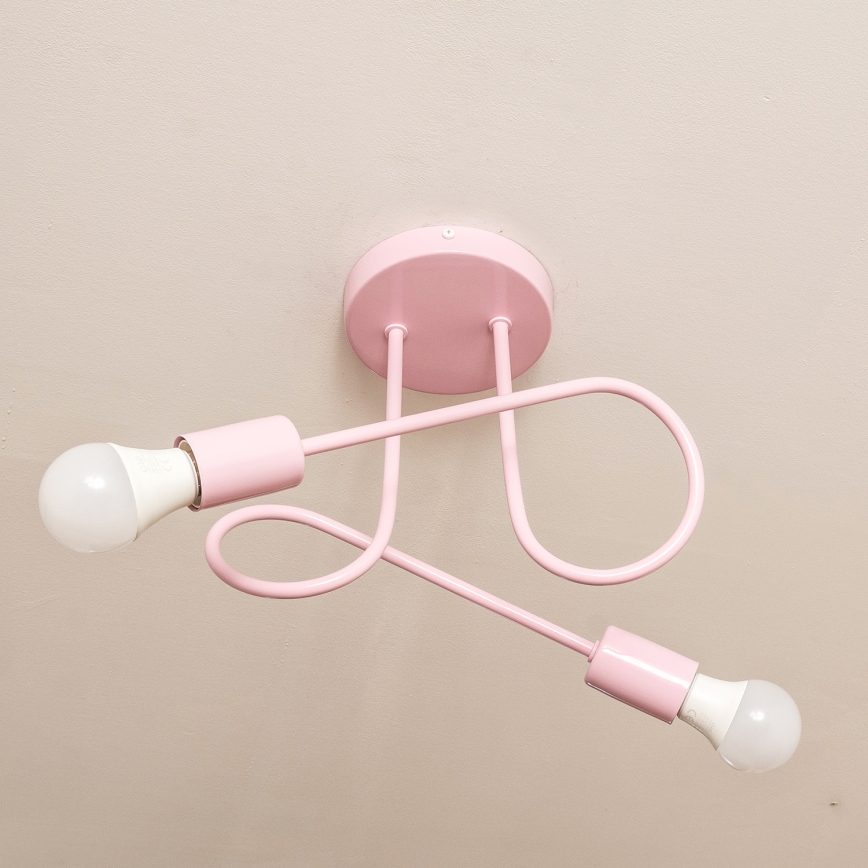 Επιφανειακό φωτιστικό οροφής OXFORD 2xE27/15W/230V ροζ