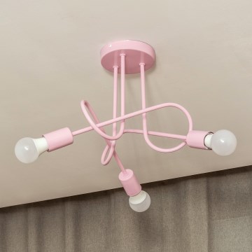 Επιφανειακό φωτιστικό οροφής OXFORD 3xE27/15W/230V ροζ