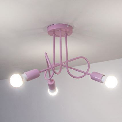 Επιφανειακό φωτιστικό οροφής OXFORD 3xE27/15W/230V ροζ