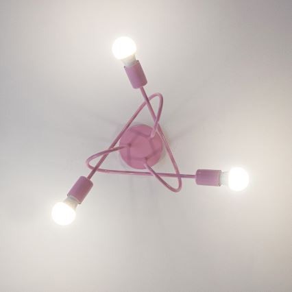 Επιφανειακό φωτιστικό οροφής OXFORD 3xE27/15W/230V ροζ