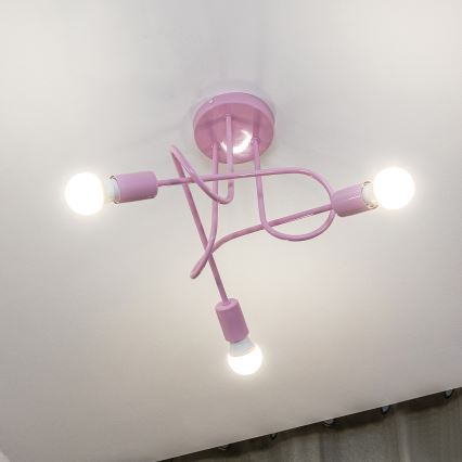 Επιφανειακό φωτιστικό οροφής OXFORD 3xE27/15W/230V ροζ