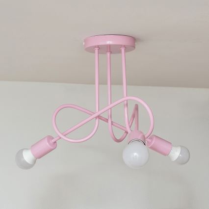 Επιφανειακό φωτιστικό οροφής OXFORD 3xE27/15W/230V ροζ