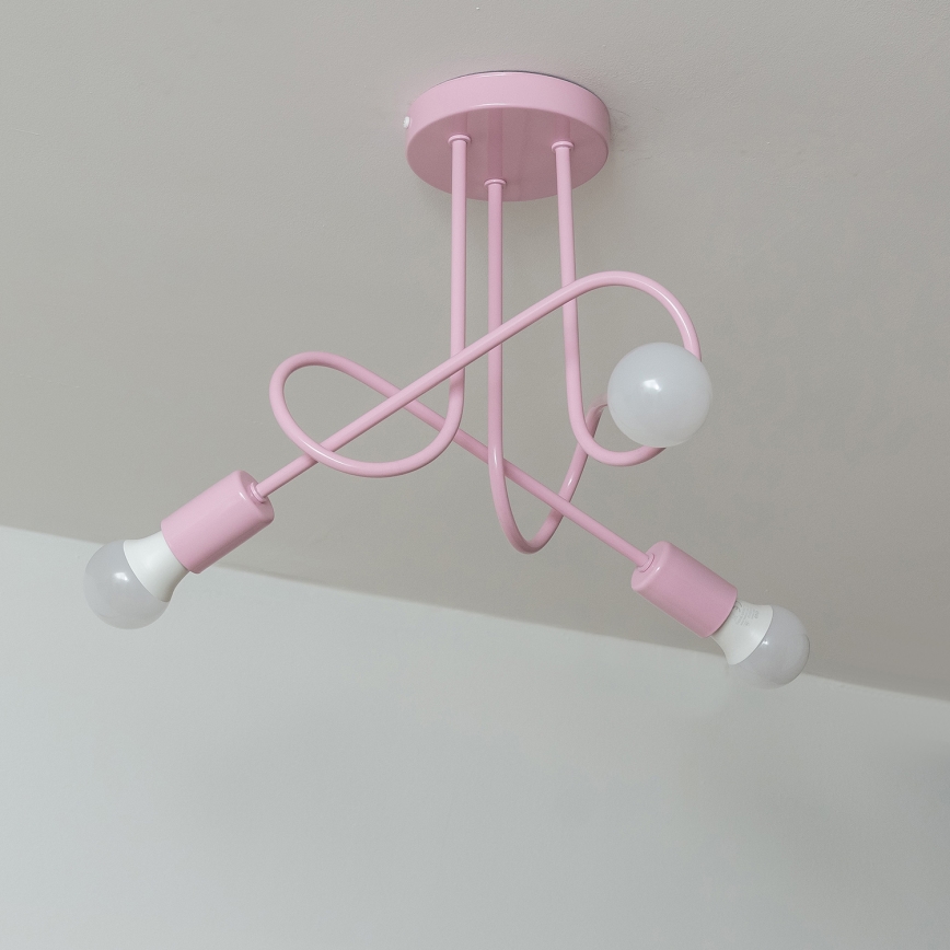 Επιφανειακό φωτιστικό οροφής OXFORD 3xE27/15W/230V ροζ