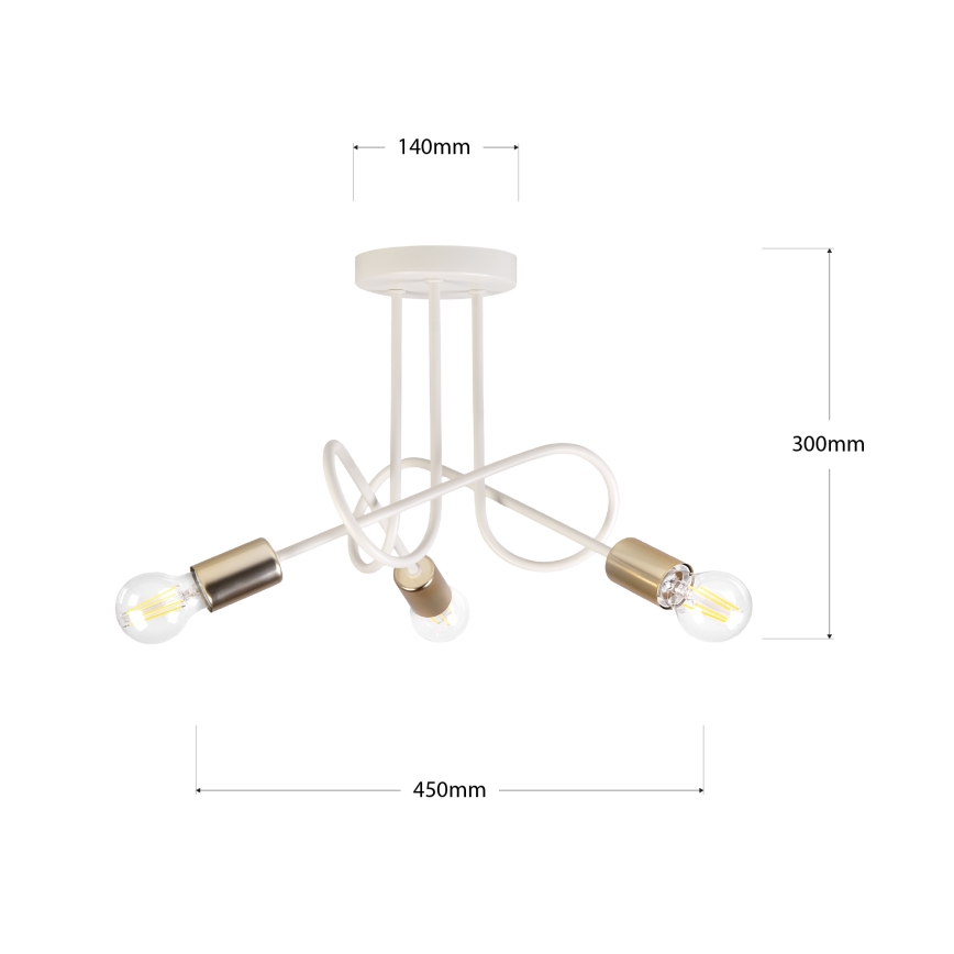 Επιφανειακό φωτιστικό οροφής OXFORD 3xE27/15W/230V ορείχαλκο/λευκό