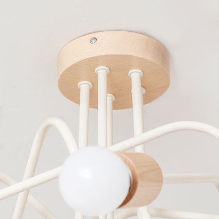 Επιφανειακό φωτιστικό οροφής OXFORD 5xE27/15W/230V πεύκο/κρεμ