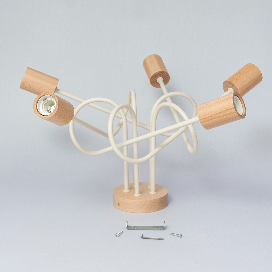 Επιφανειακό φωτιστικό οροφής OXFORD 5xE27/15W/230V πεύκο/κρεμ