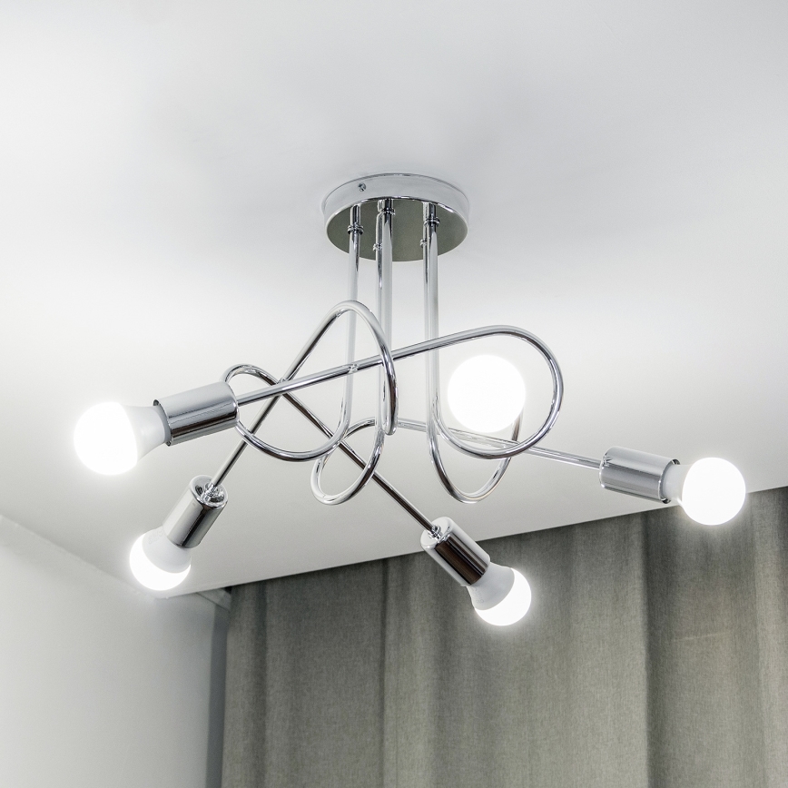 Επιφανειακό φωτιστικό οροφής OXFORD 5xE27/15W/230V γυαλιστερό χρώμιο