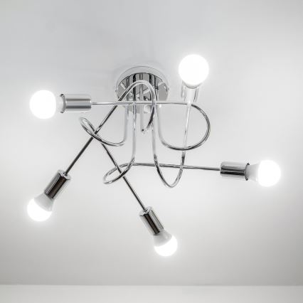 Επιφανειακό φωτιστικό οροφής OXFORD 5xE27/15W/230V γυαλιστερό χρώμιο