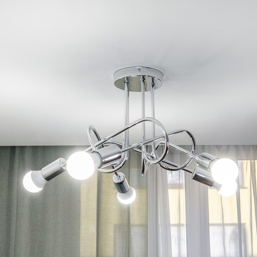 Επιφανειακό φωτιστικό οροφής OXFORD 5xE27/15W/230V γυαλιστερό χρώμιο