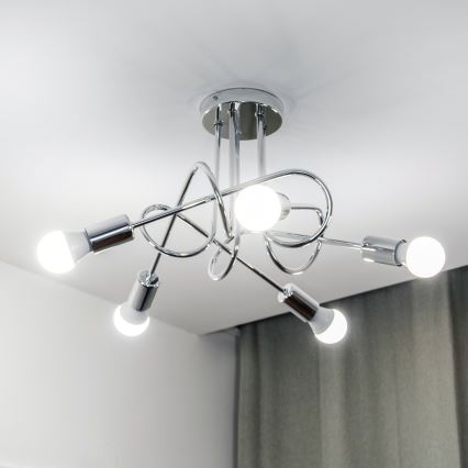 Επιφανειακό φωτιστικό οροφής OXFORD 5xE27/15W/230V γυαλιστερό χρώμιο