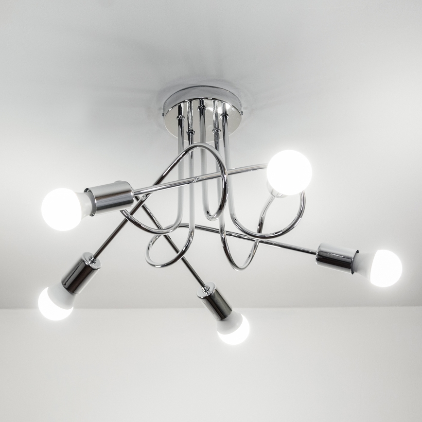 Επιφανειακό φωτιστικό οροφής OXFORD 5xE27/15W/230V γυαλιστερό χρώμιο