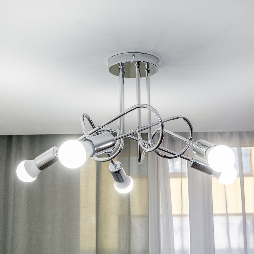 Επιφανειακό φωτιστικό οροφής OXFORD 5xE27/15W/230V γυαλιστερό χρώμιο