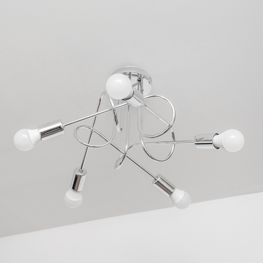 Επιφανειακό φωτιστικό οροφής OXFORD 5xE27/15W/230V γυαλιστερό χρώμιο