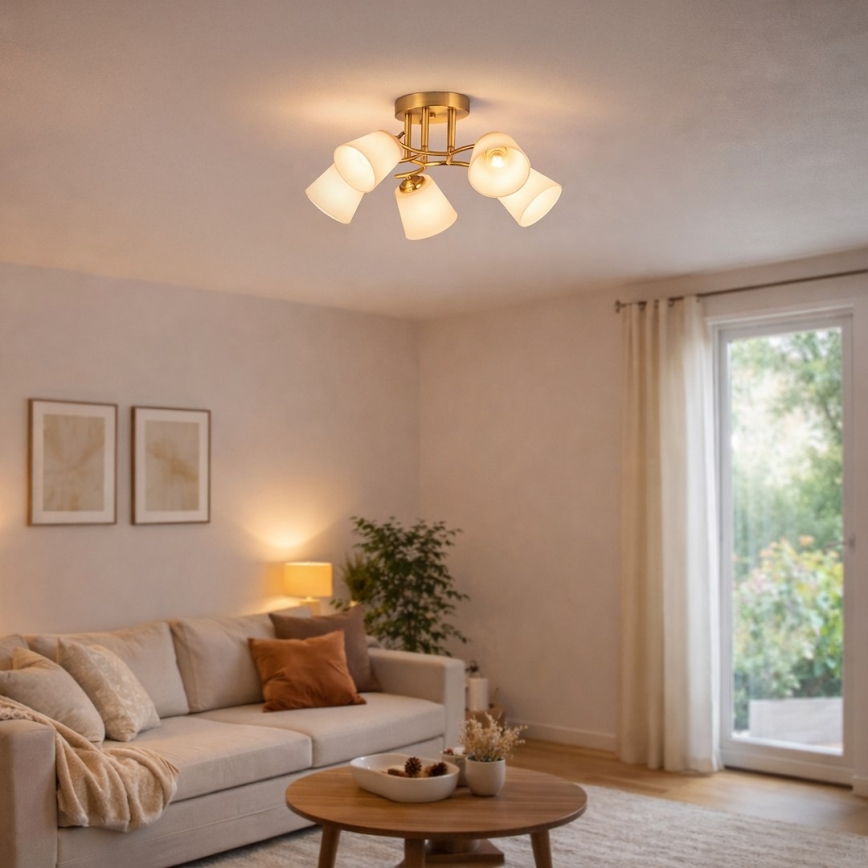 Επιφανειακό φωτιστικό οροφής PAFOS 5xE27/15W/230V σε χρυσό