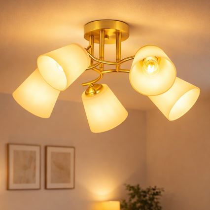 Επιφανειακό φωτιστικό οροφής PAFOS 5xE27/15W/230V σε χρυσό