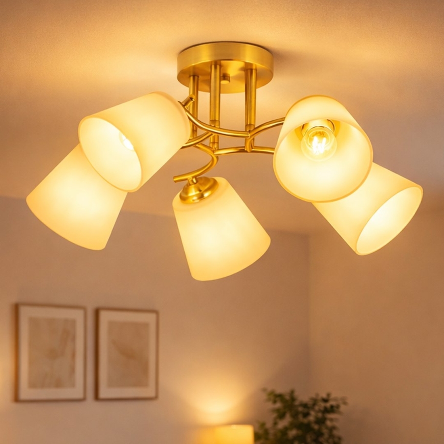 Επιφανειακό φωτιστικό οροφής PAFOS 5xE27/15W/230V σε χρυσό