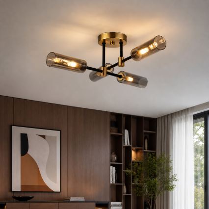 Επιφανειακό φωτιστικό οροφής TESSA 4xG9/8W/230V μπρούτζινο/καπνιστό μαύρο