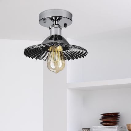 Επιφανειακό φωτιστικό οροφής TRISH 1xE27/15W/230V γυαλιστερό χρώμιο/καπνιστό μαύρο