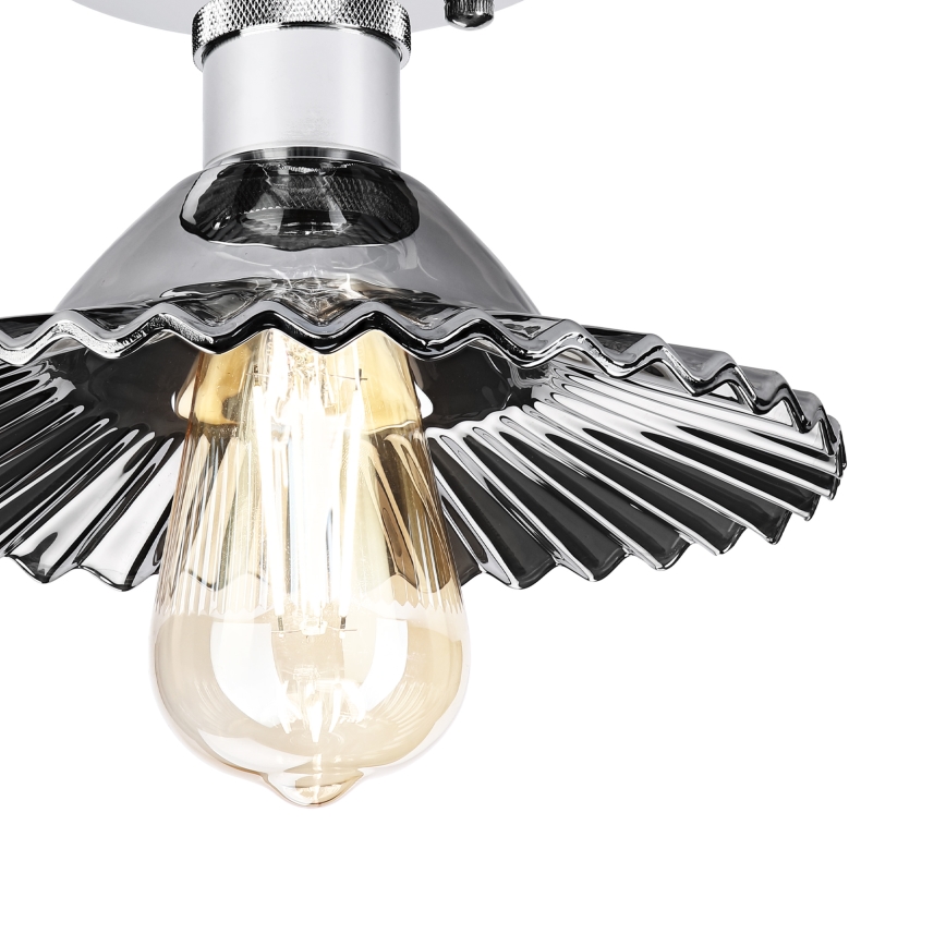Επιφανειακό φωτιστικό οροφής TRISH 1xE27/15W/230V γυαλιστερό χρώμιο/καπνιστό μαύρο