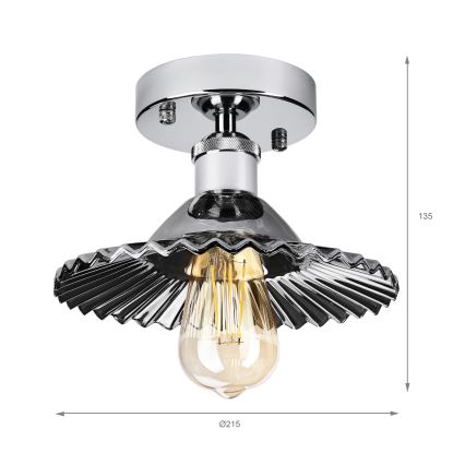 Επιφανειακό φωτιστικό οροφής TRISH 1xE27/15W/230V γυαλιστερό χρώμιο/καπνιστό μαύρο