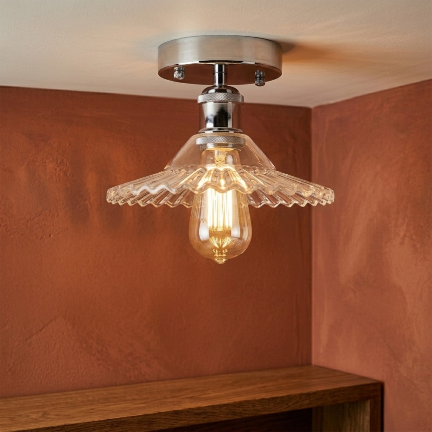 Επιφανειακό φωτιστικό οροφής TRISH 1xE27/15W/230V γυαλιστερό χρώμιο/διάφανο
