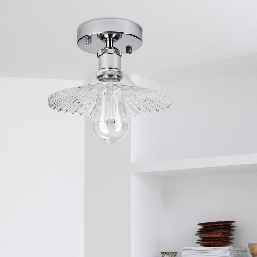 Επιφανειακό φωτιστικό οροφής TRISH 1xE27/15W/230V γυαλιστερό χρώμιο/διάφανο