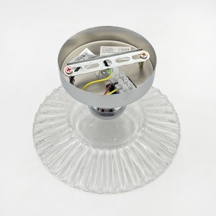 Επιφανειακό φωτιστικό οροφής TRISH 1xE27/15W/230V γυαλιστερό χρώμιο/διάφανο