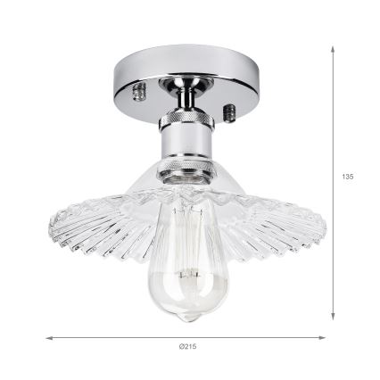 Επιφανειακό φωτιστικό οροφής TRISH 1xE27/15W/230V γυαλιστερό χρώμιο/διάφανο