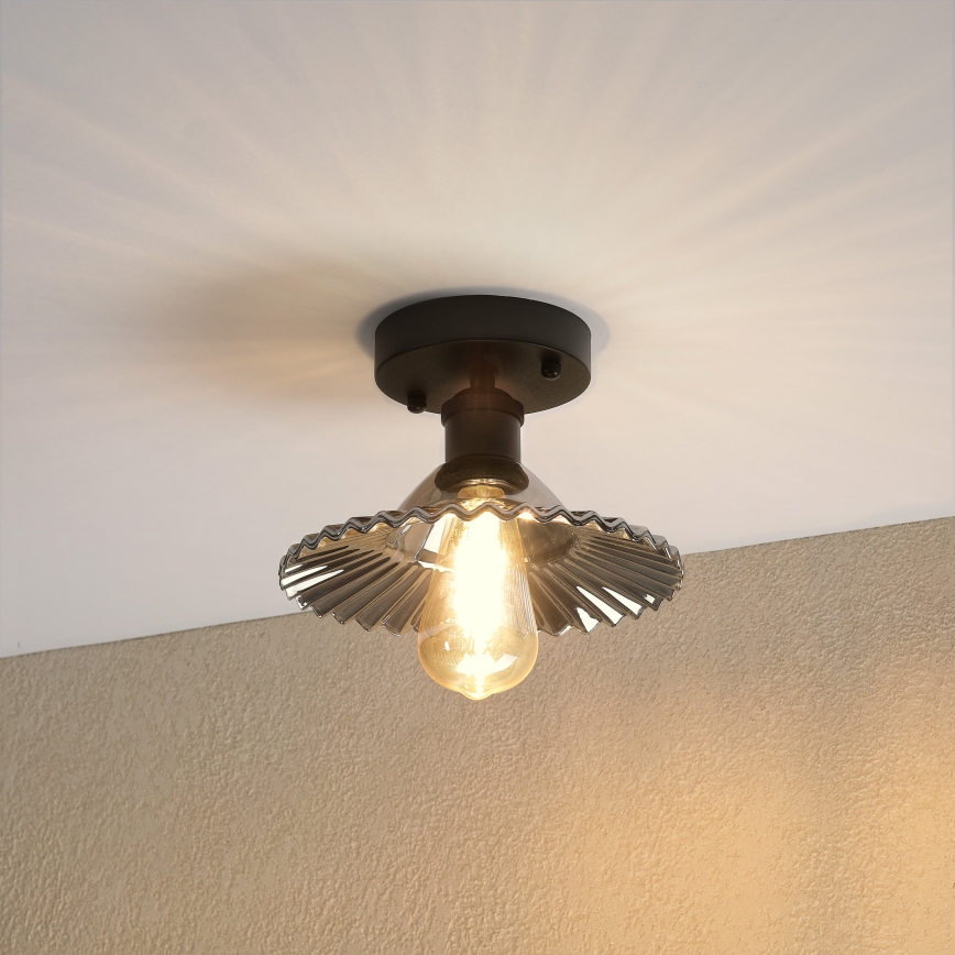 Επιφανειακό φωτιστικό οροφής TRISH 1xE27/15W/230V μαύρο/καπνιστό μαύρο