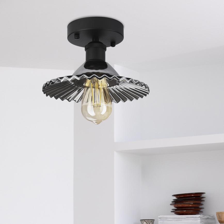 Επιφανειακό φωτιστικό οροφής TRISH 1xE27/15W/230V μαύρο/καπνιστό μαύρο