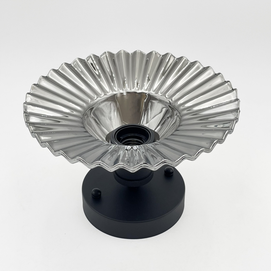 Επιφανειακό φωτιστικό οροφής TRISH 1xE27/15W/230V μαύρο/καπνιστό μαύρο