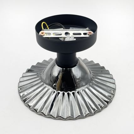 Επιφανειακό φωτιστικό οροφής TRISH 1xE27/15W/230V μαύρο/καπνιστό μαύρο