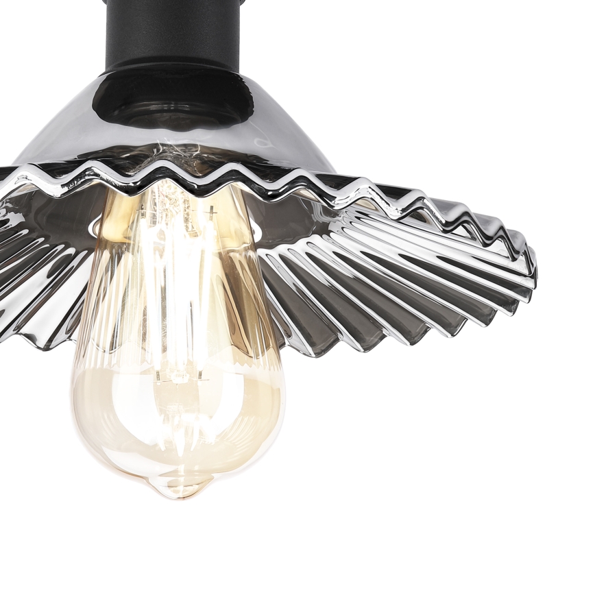 Επιφανειακό φωτιστικό οροφής TRISH 1xE27/15W/230V μαύρο/καπνιστό μαύρο