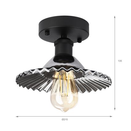 Επιφανειακό φωτιστικό οροφής TRISH 1xE27/15W/230V μαύρο/καπνιστό μαύρο