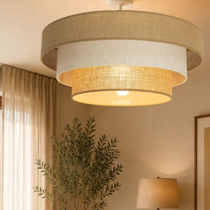 Επιφανειακό φωτιστικό οροφής WENTA 1xE27/60W/230V Ø 50 cm τζούτα/εκρού