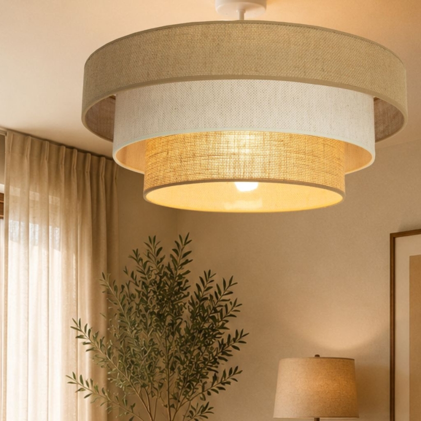 Επιφανειακό φωτιστικό οροφής WENTA 1xE27/60W/230V Ø 50 cm τζούτα/εκρού