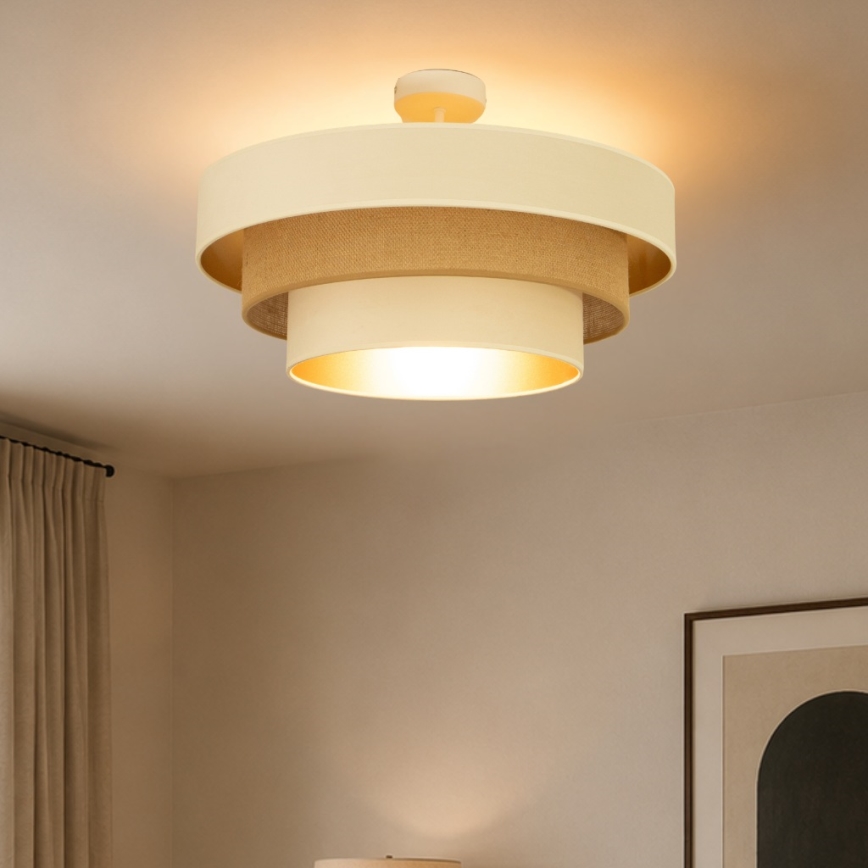 Επιφανειακό φωτιστικό οροφής WENTA 1xE27/60W/230V Ø 50 cm μπεζ/χρυσό